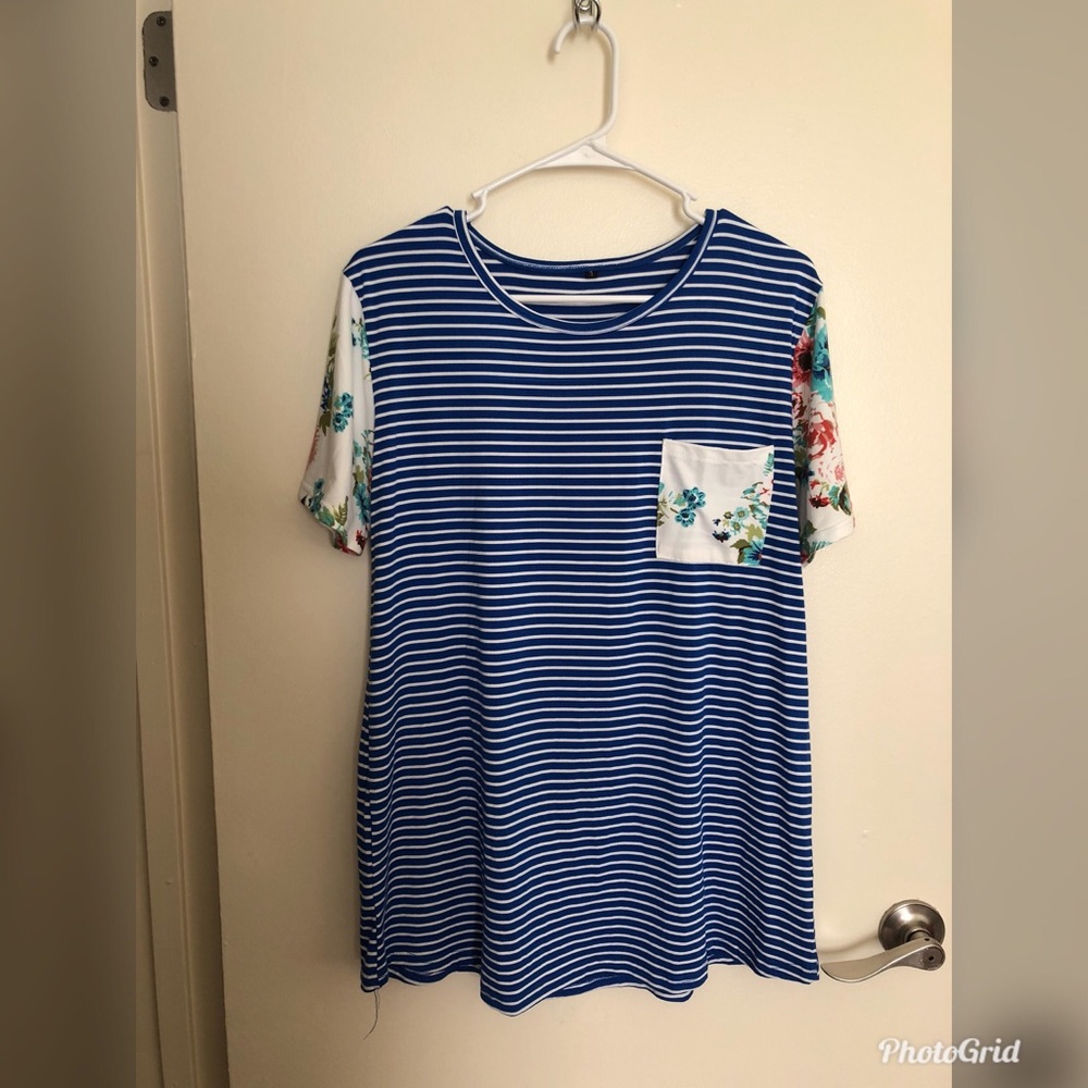 Stripe and floral shirt